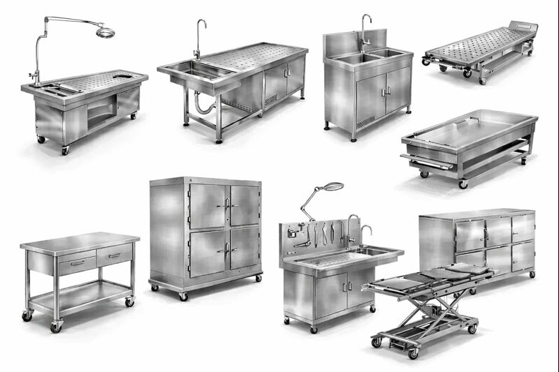 Paslanmaz hastane ekipmanları, morg sistemleri ve otopsi masaları. 304 kalite çelik üretim, hijyenik ve profesyonel çözümler. Yıldızlar Soğutma güvencesiyle.